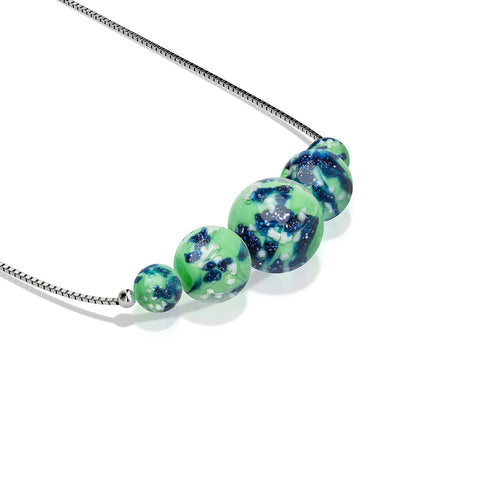 Blaue Minze | 925 Sterling Silber | Glühwürmchen-Glas-Halskette mit Unendlichkeitsverschluss